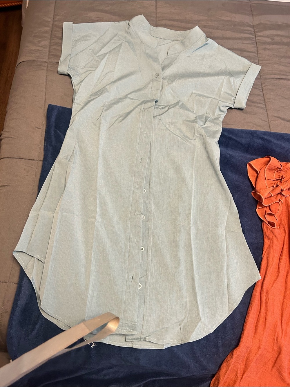 Light Seafoam Button Front Tunic Shirt